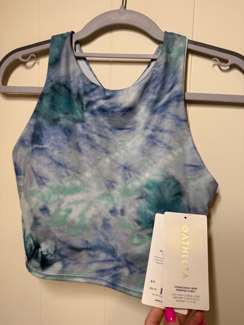 NWT Athleta Conscious Crop Printed D-DD+ Sports Bra Tank Tie Dye Size Small - Picture 6 of 6